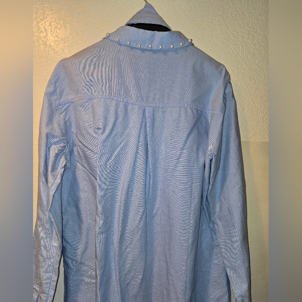 Zara Basic, Poplin Light Blue Button-Up Shirt Wit… - image 5